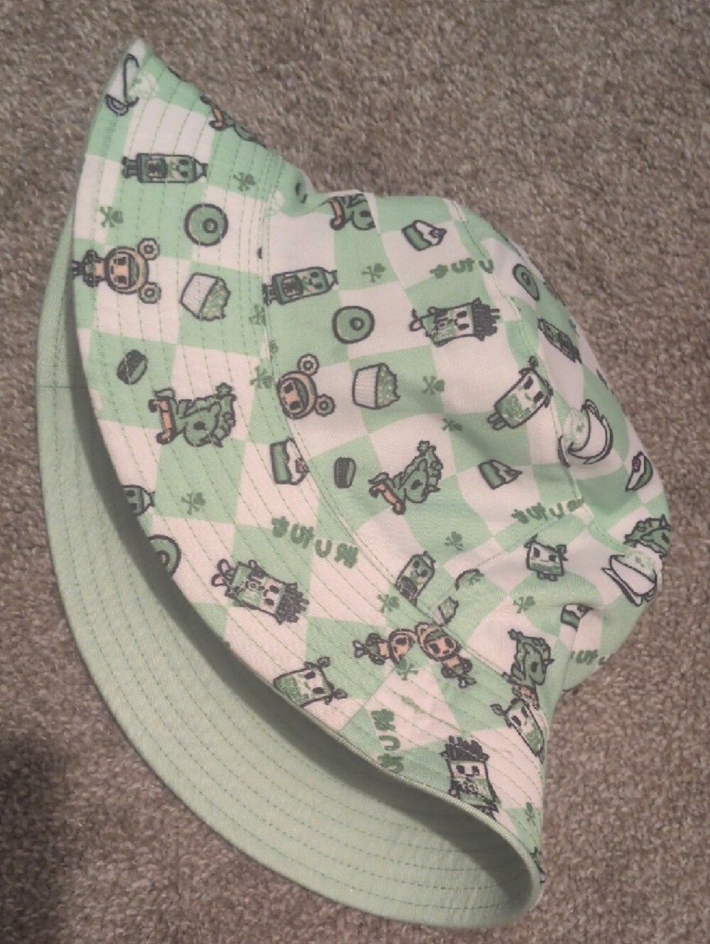 tokidoki Mint Green Reversible Bucket Hat with Matcha Latte Embroidery - Picture 3 of 3
